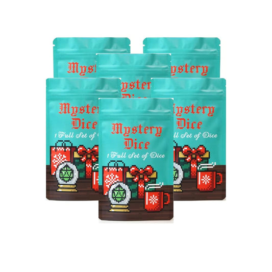 1985 Games holiday mystery dice bag with festive pattern for RPG sessions