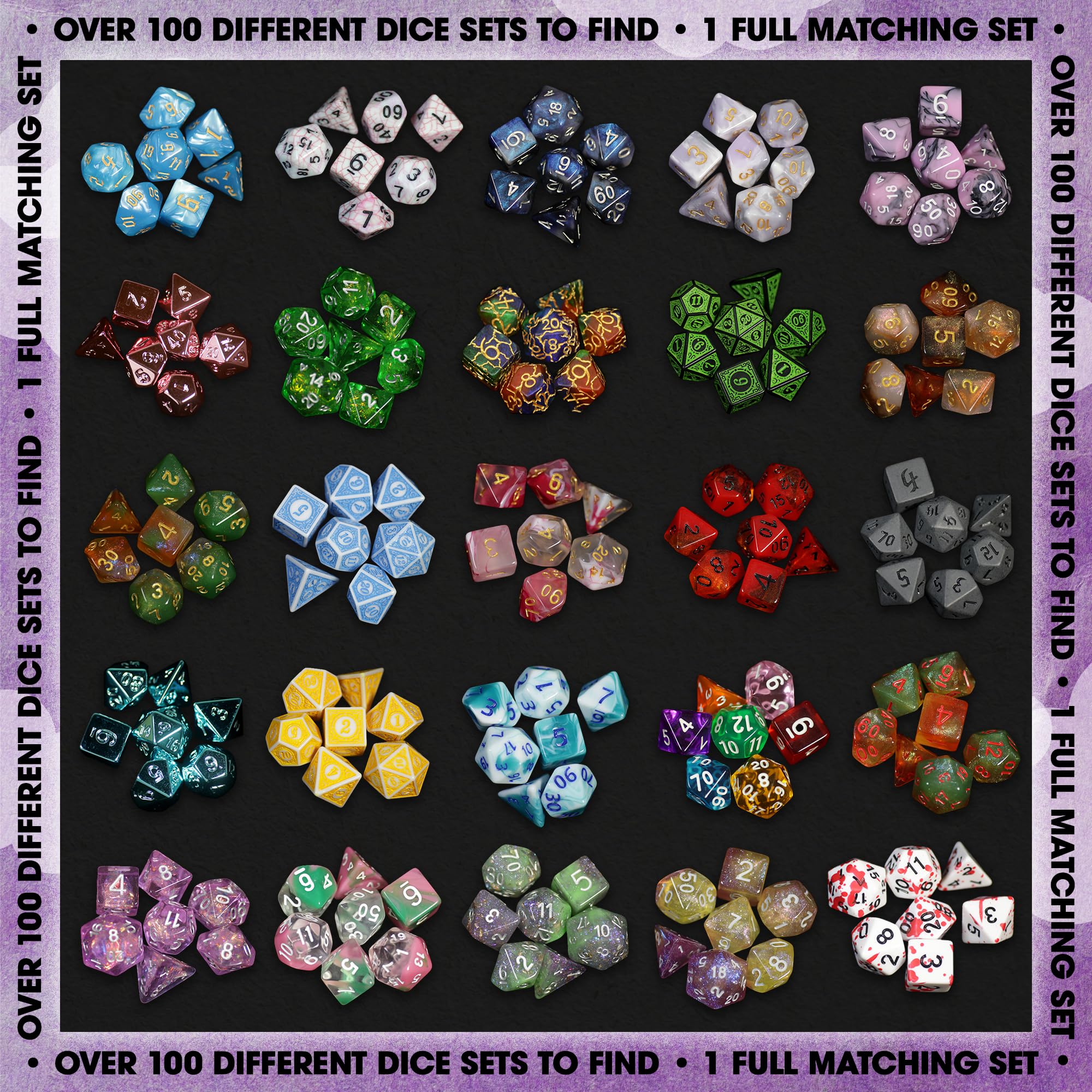 1985 Games Mystery Dice with colorful patterns for versatile game outcomes.