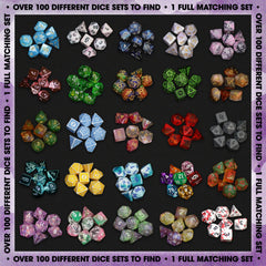 1985 Games Mystery Dice with colorful patterns for versatile game outcomes.