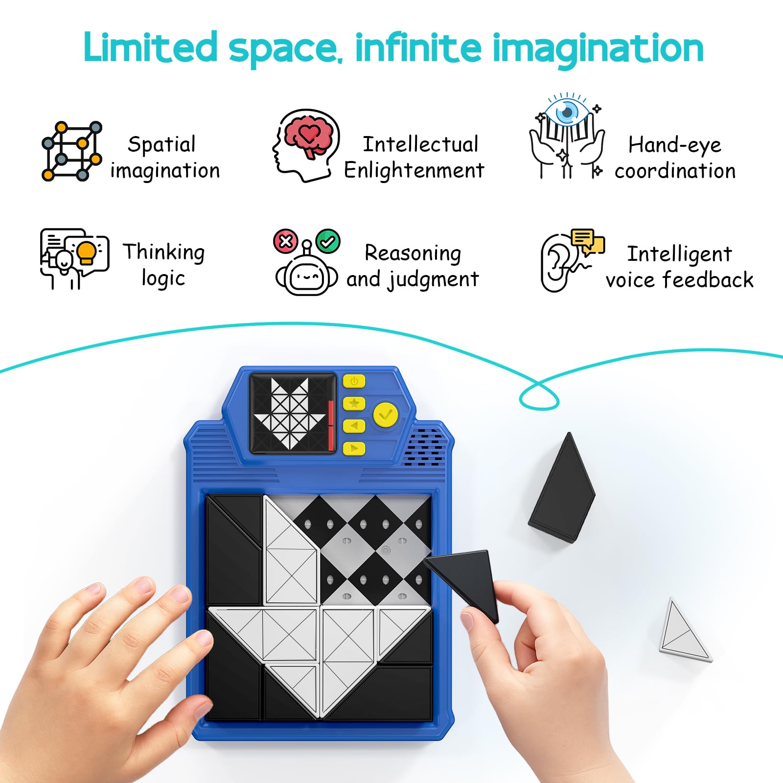 1VSALL brain teaser self-checking system with voice confirmation checks solutions instantly.