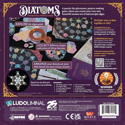 Colorful diatom tiles reveal intricate patterns on the game board.