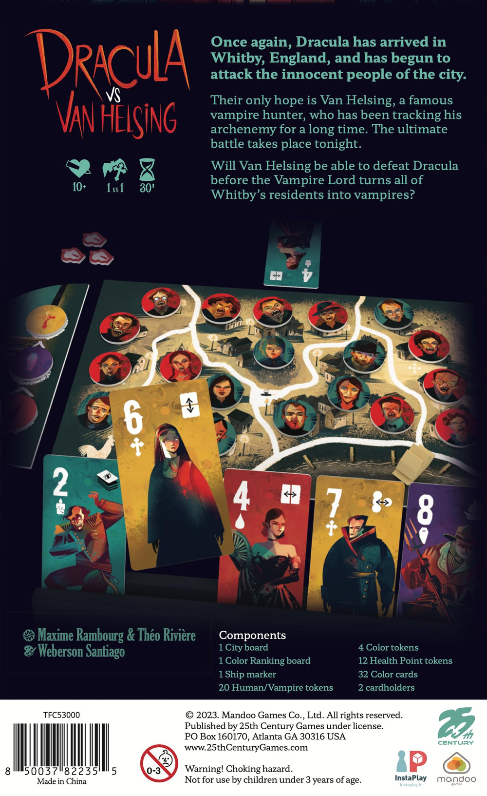 25th Century Games Dracula vs Van Helsing rack and districts layout.