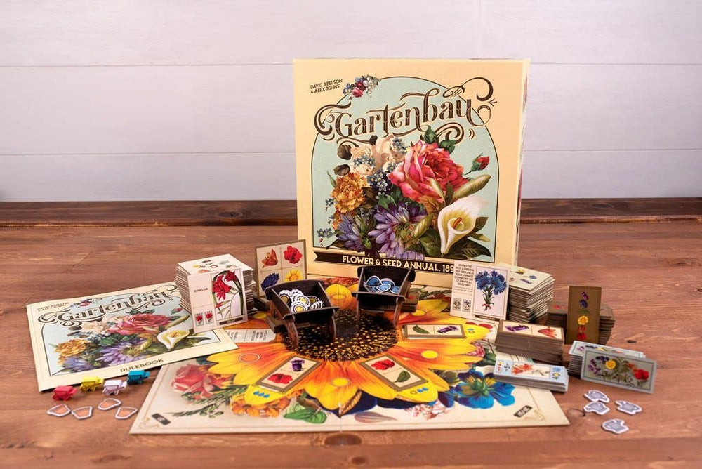 Gartenbau game pieces on the table during a friendly session