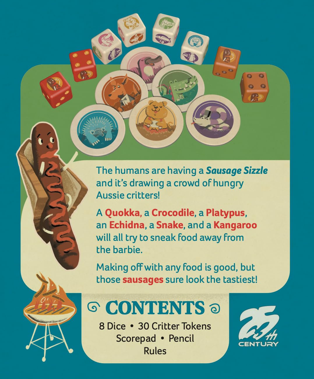 25th Century Games Sausage Sizzle critters sneaking food, adding playful stealth to game night.