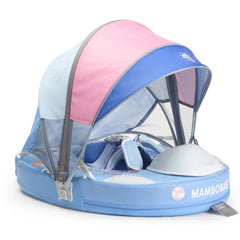 28°C Mambobaby pool float with canopy offers shade for sunny days.
