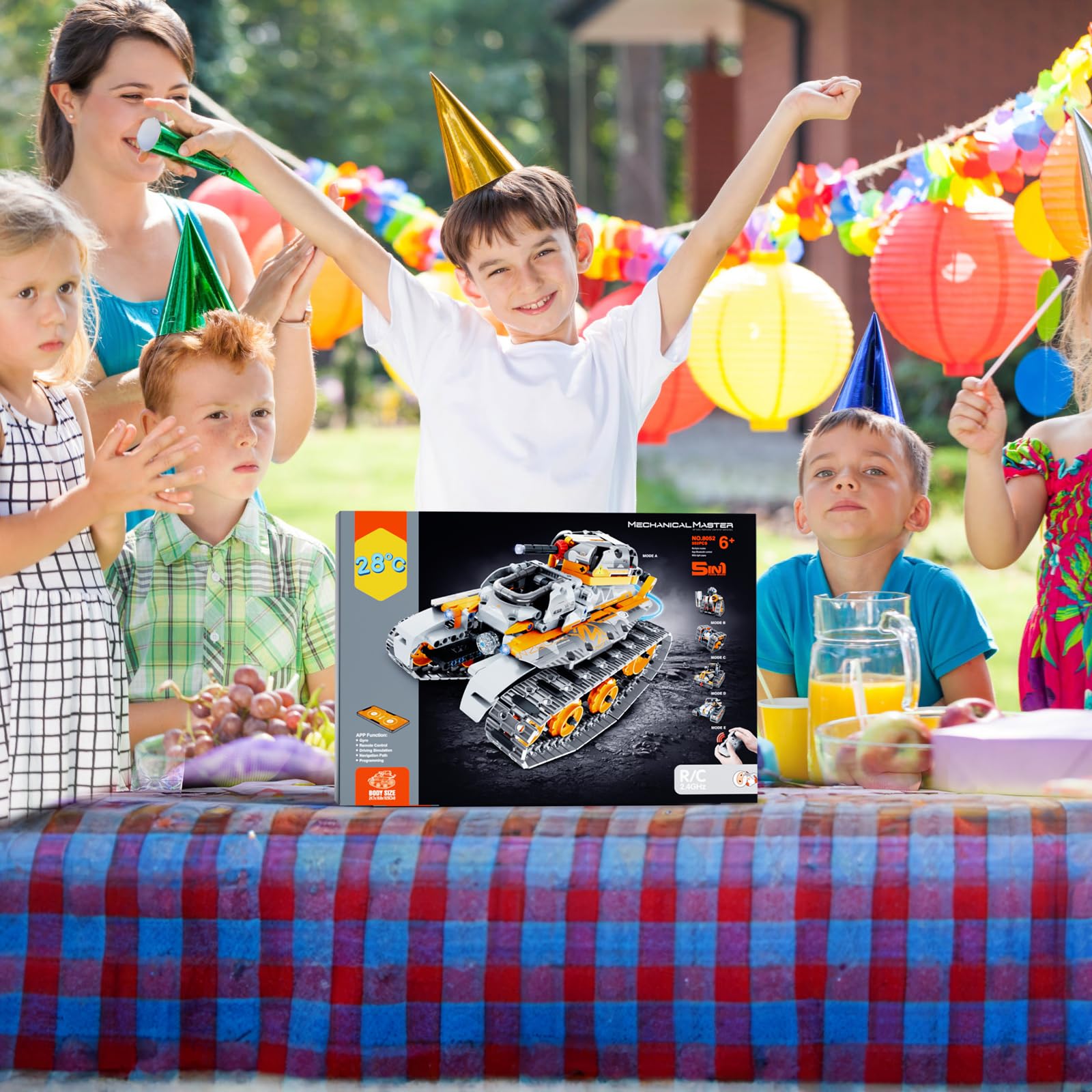 28°C STEM learning kit with motorized models and lights.