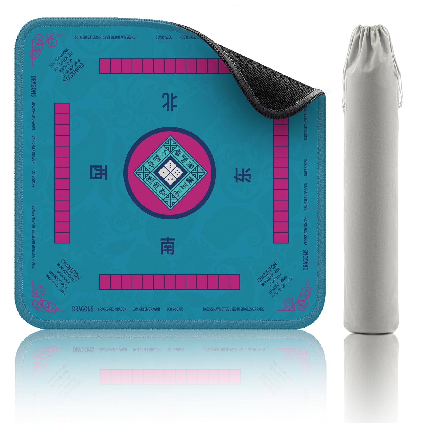 2F22E Mahjong Mat blue top view showing stable play and smooth tile movement