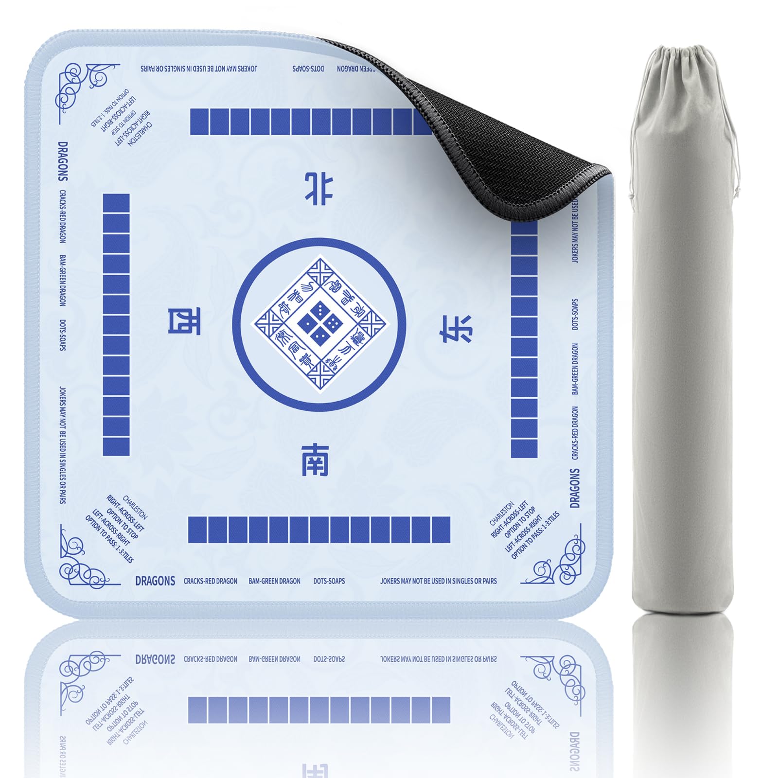 2F22E Mahjong Mat sky blue surface for smooth, fuzz-free play and tile alignment.