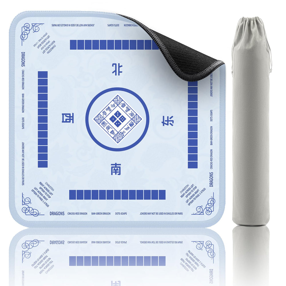 2F22E Mahjong Mat sky blue surface for smooth, fuzz-free play and tile alignment.