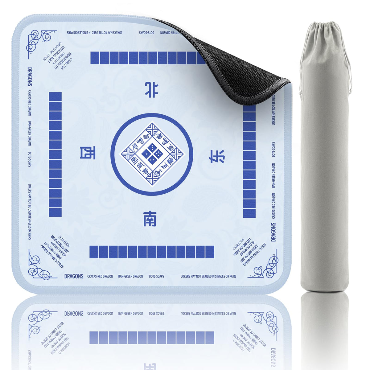 2F22E Mahjong Mat sky blue surface for smooth, fuzz-free play and tile alignment.