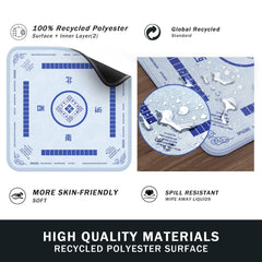 2F22E Mahjong Mat sky blue waterproof surface resists spills during games.