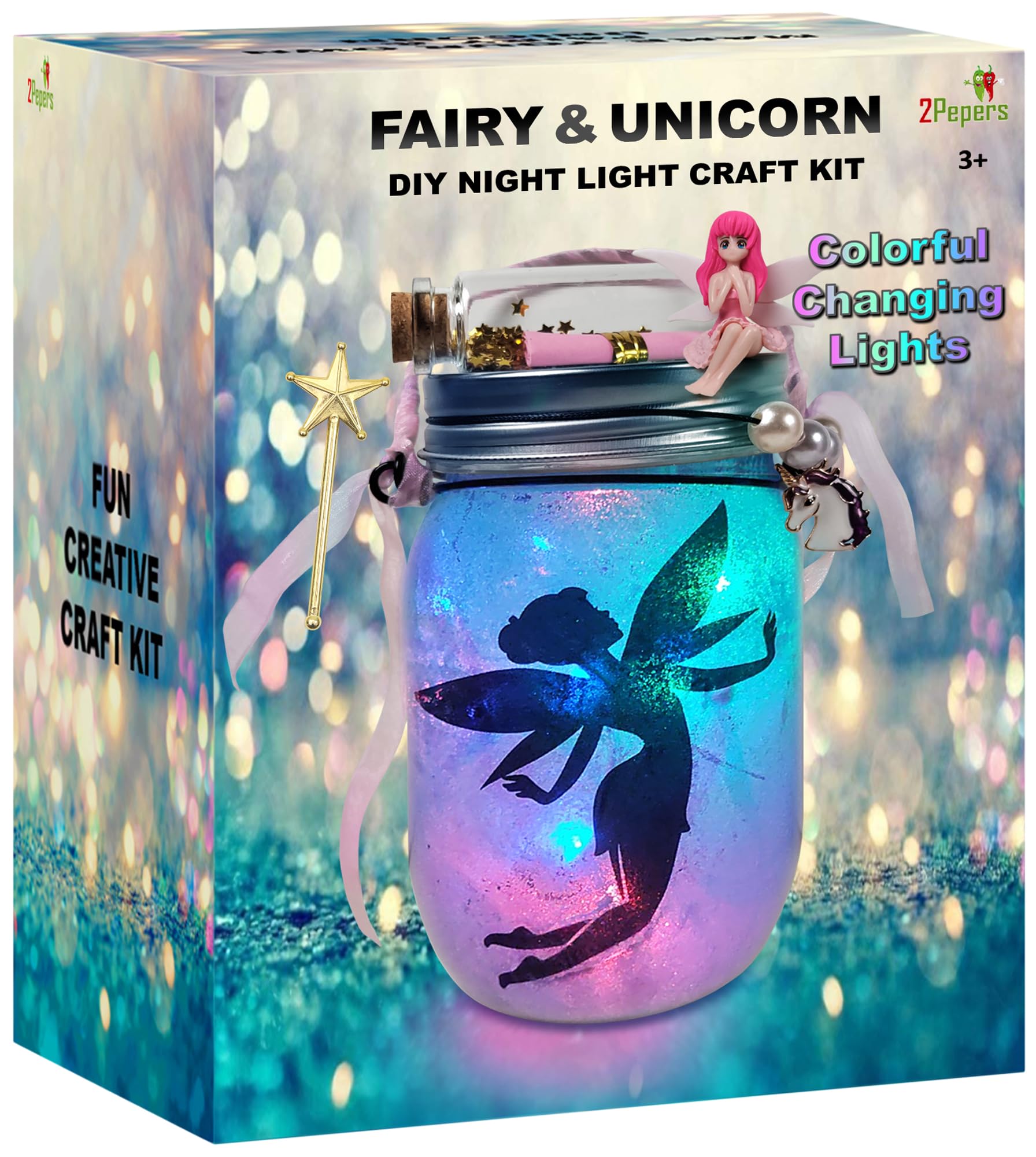 2Pepers unicorn lantern jar kit with colorful LEDs for magical bedtimes