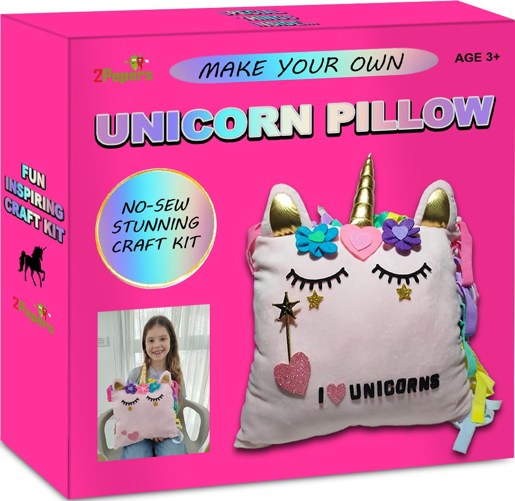 2Pepers unicorn pillow kit cover ready-to-decorate surface sparks creativity.