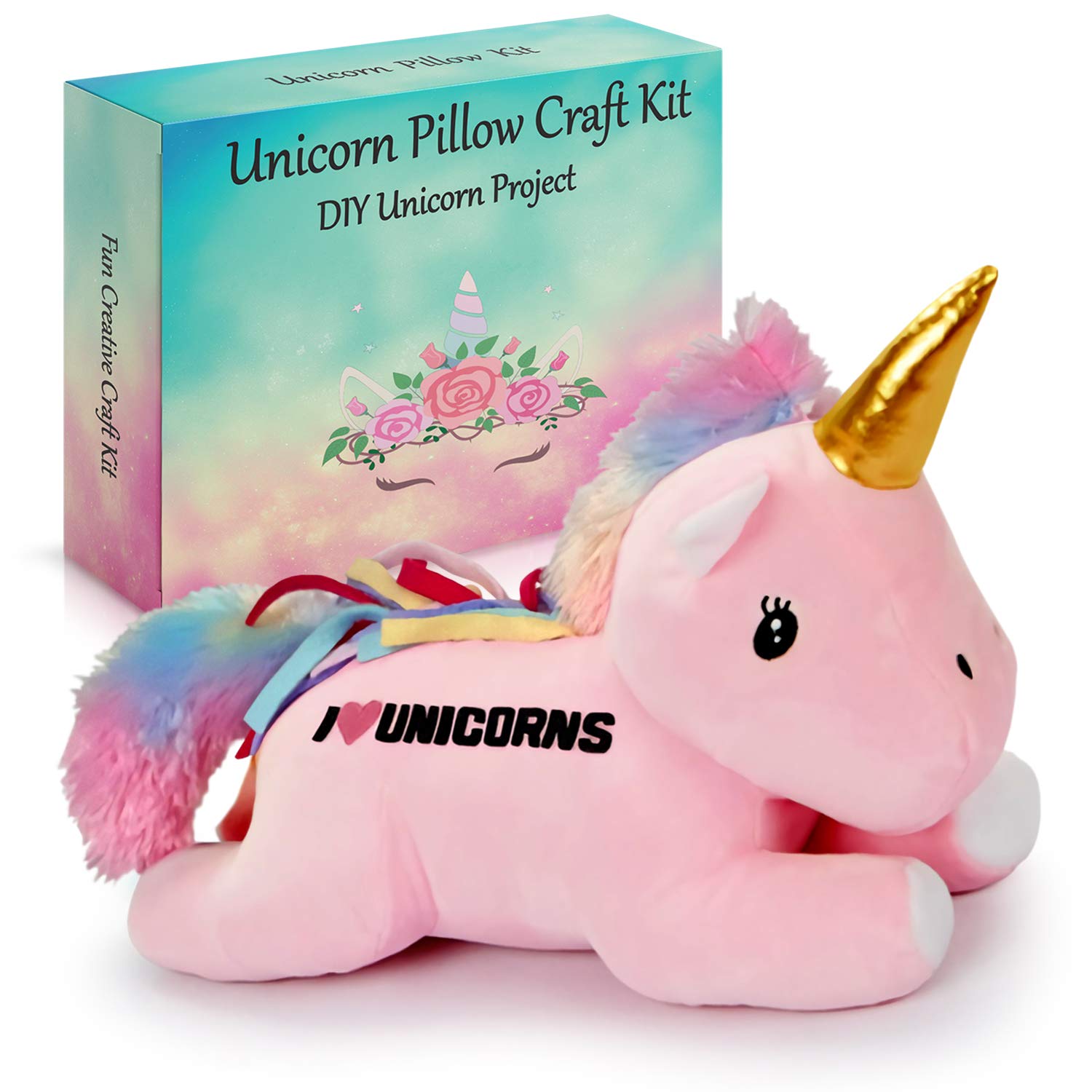 2Pepers unicorn pillow kit no-sew design for easy, creative play and room decoration.