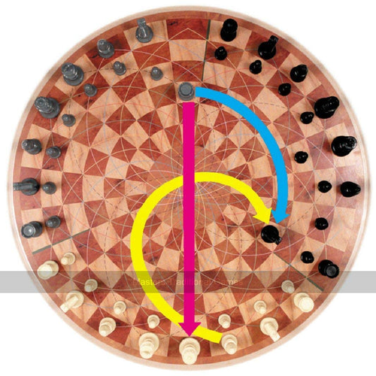 3 Man Chess pieces set for three-player gameplay