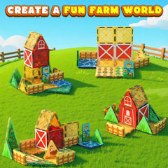 3 otters magnetic tiles farm fences – supports cooperative play and pretend scenarios.
