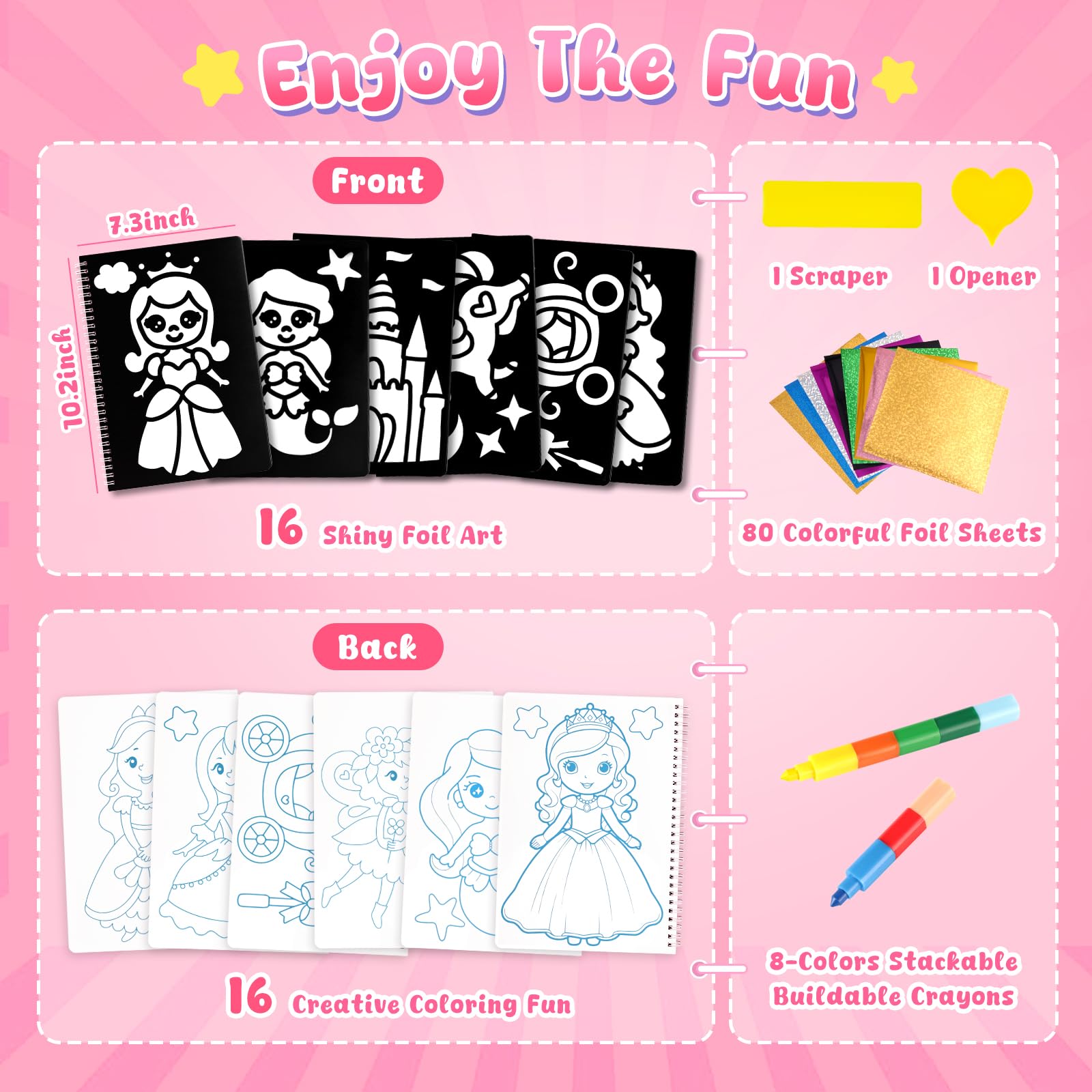 3 Otters Foil Fun Art Kit foil sheets sparkle with bold color via peel and press technique