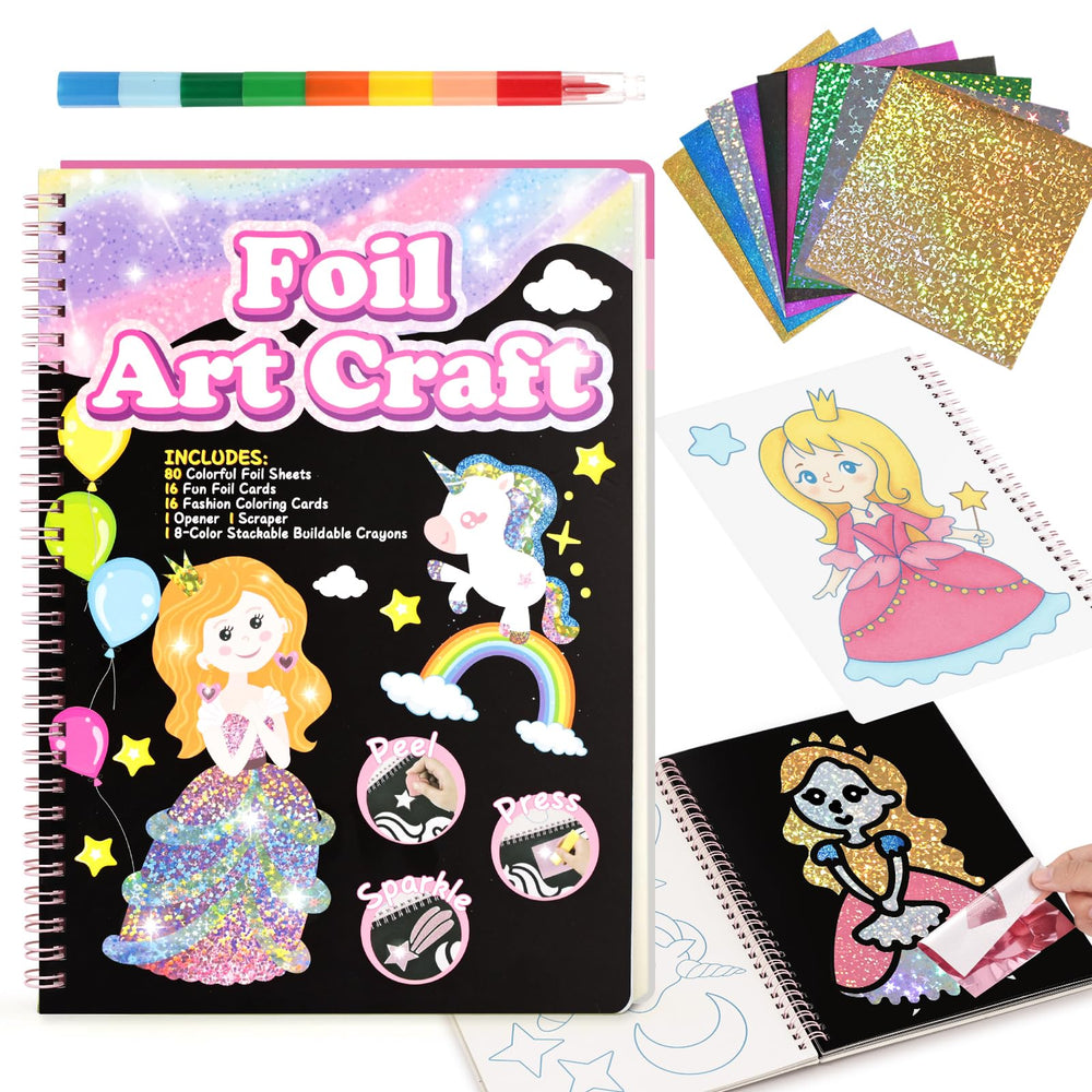 3 Otters Foil Fun Art Kit princess cards shimmer for imaginative play