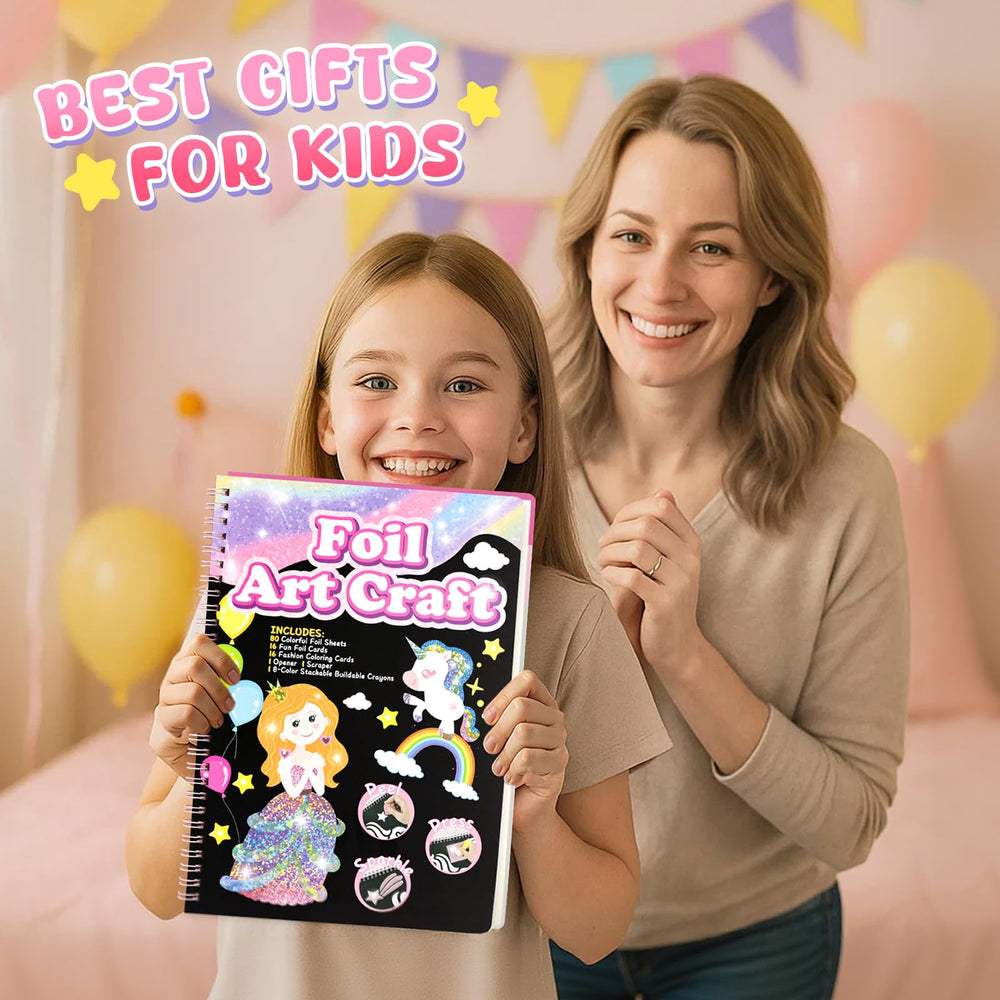 Gift-ready packaging from 3 Otters Foil Fun Art Kit makes parties extra special