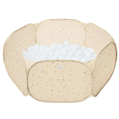 3 Sprouts ball pit open in terrazzo beige design for indoor or outdoor play.