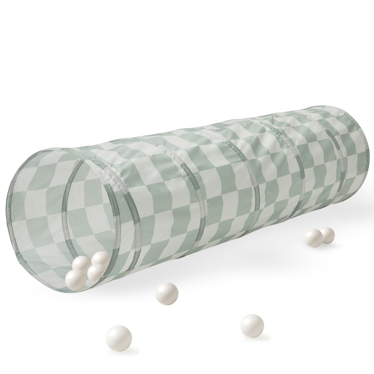 3 Sprouts play tunnel in checkered green opens for easy indoor crawling fun