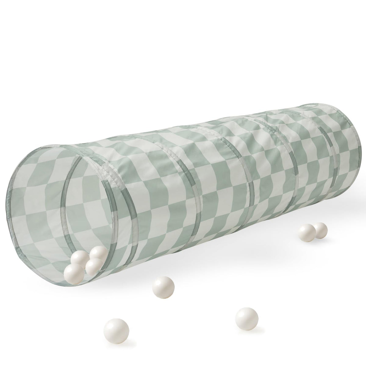 3 Sprouts play tunnel in checkered green opens for easy indoor crawling fun