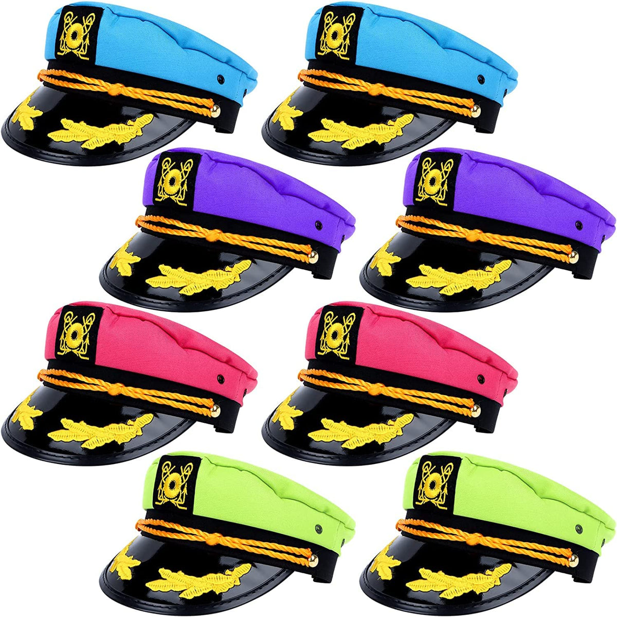 37YIMU colorful captain hats set for festive group cosplay and parties.