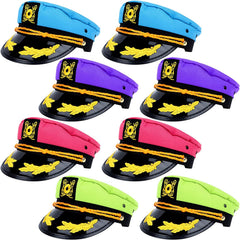 37YIMU colorful captain hats set for festive group cosplay and parties.