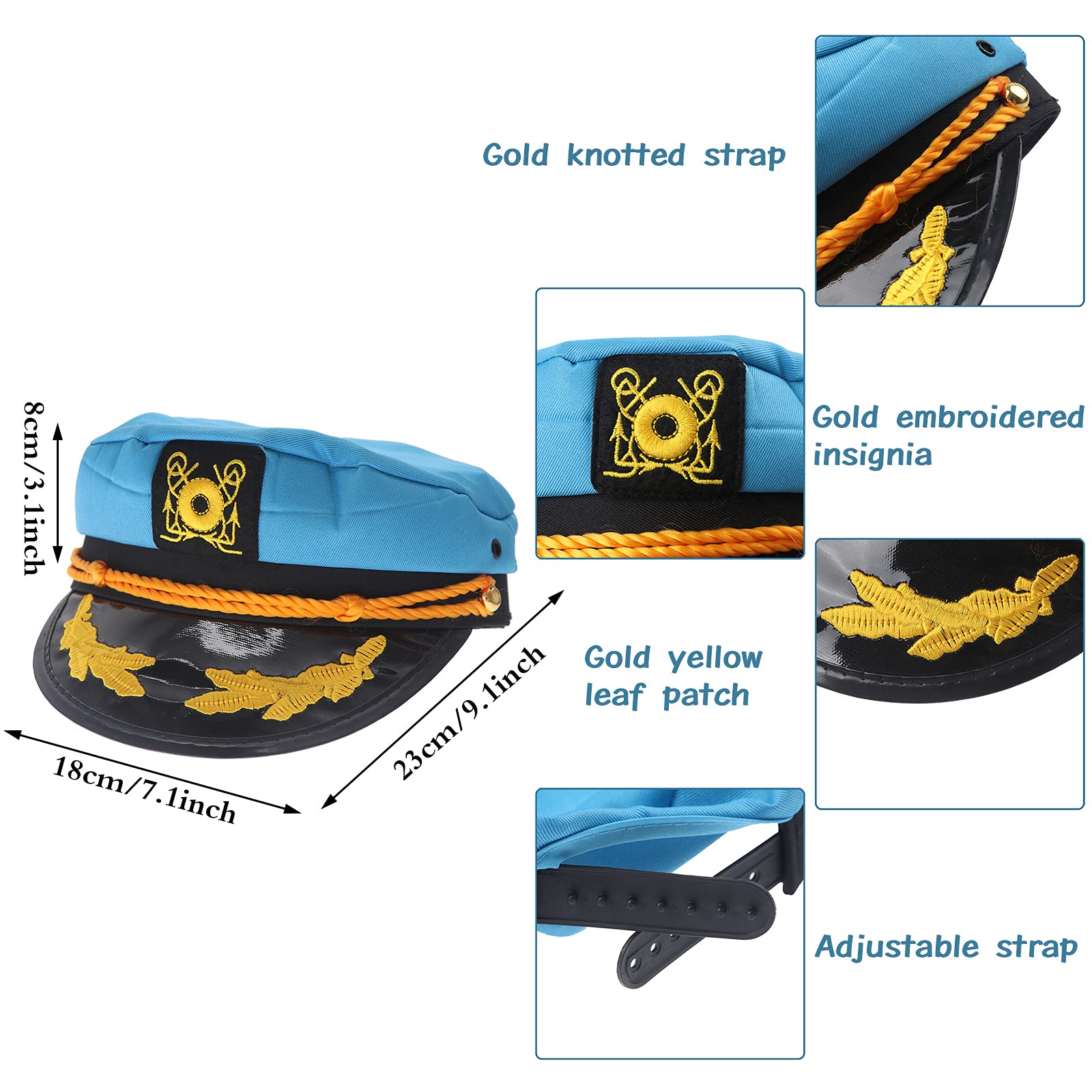 37YIMU captain hat with embroidered anchor patch adds nautical flair to costumes.