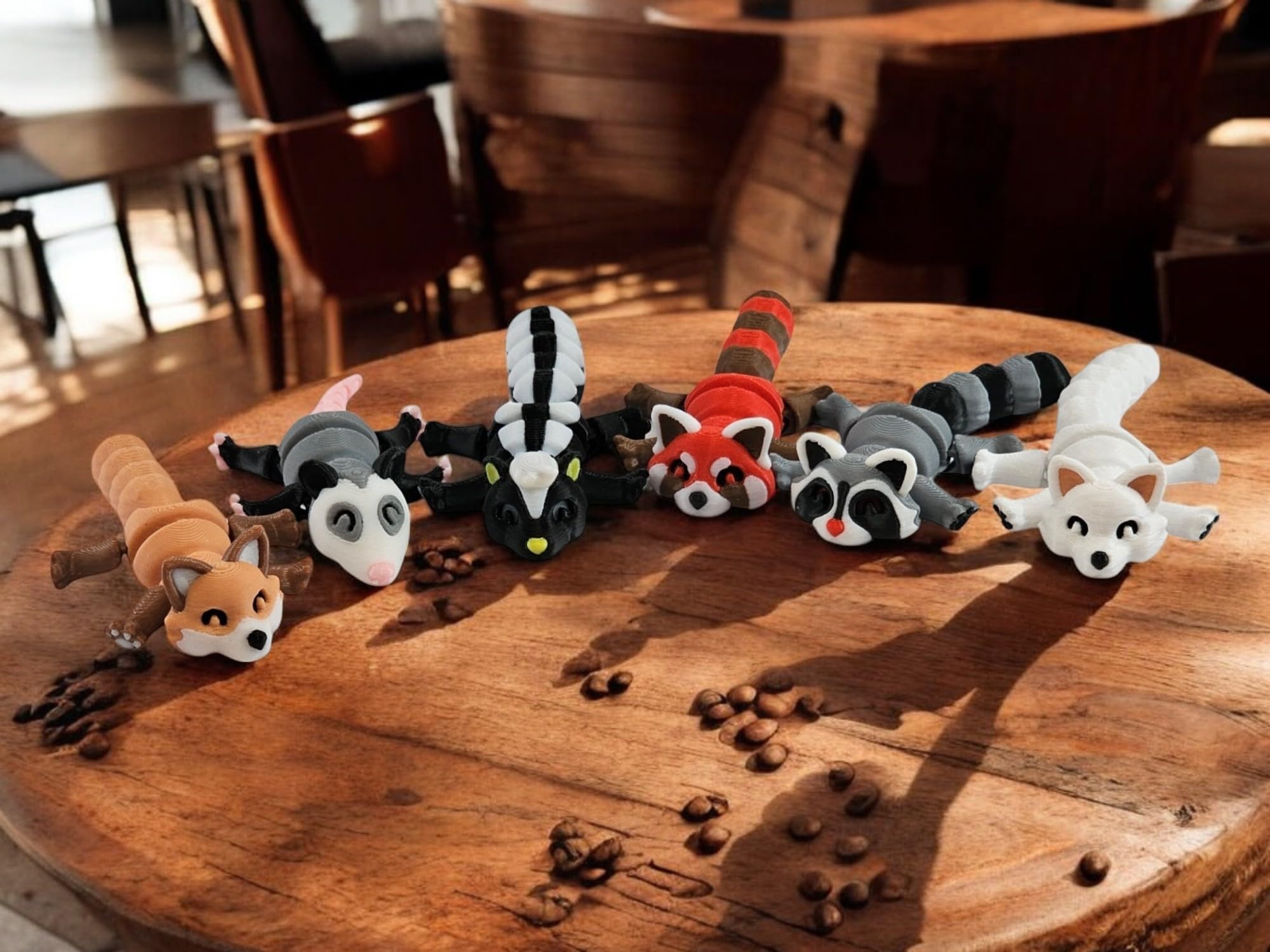 3D Printed Woodland Animals collection display with all six figures