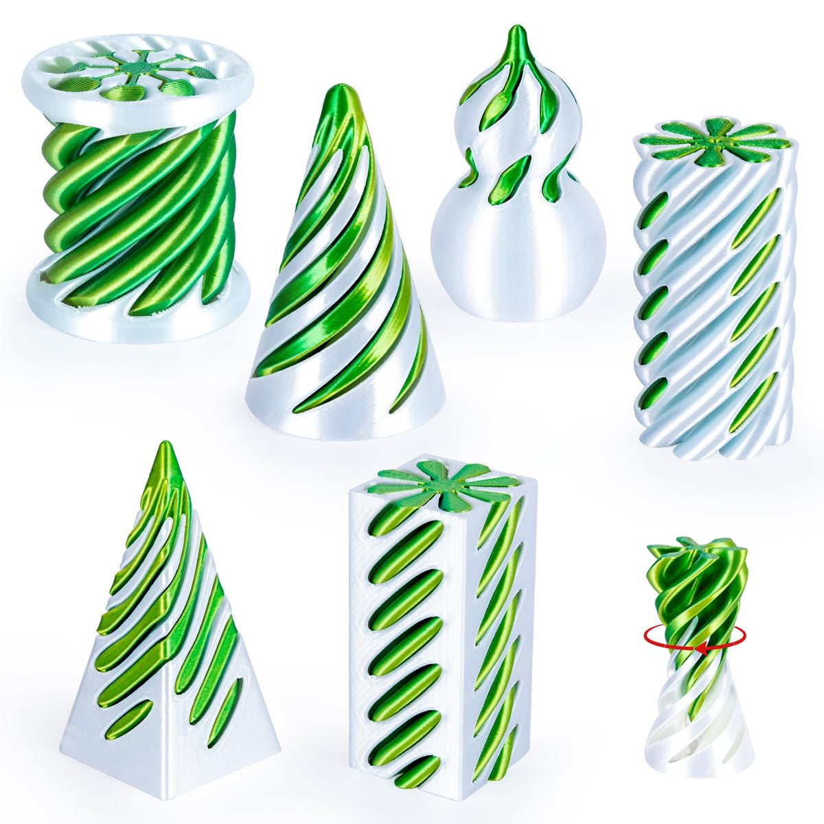 3Dgenius 6-pack spiral cone fidget toys with smooth cylinders for focused, kinetic play.