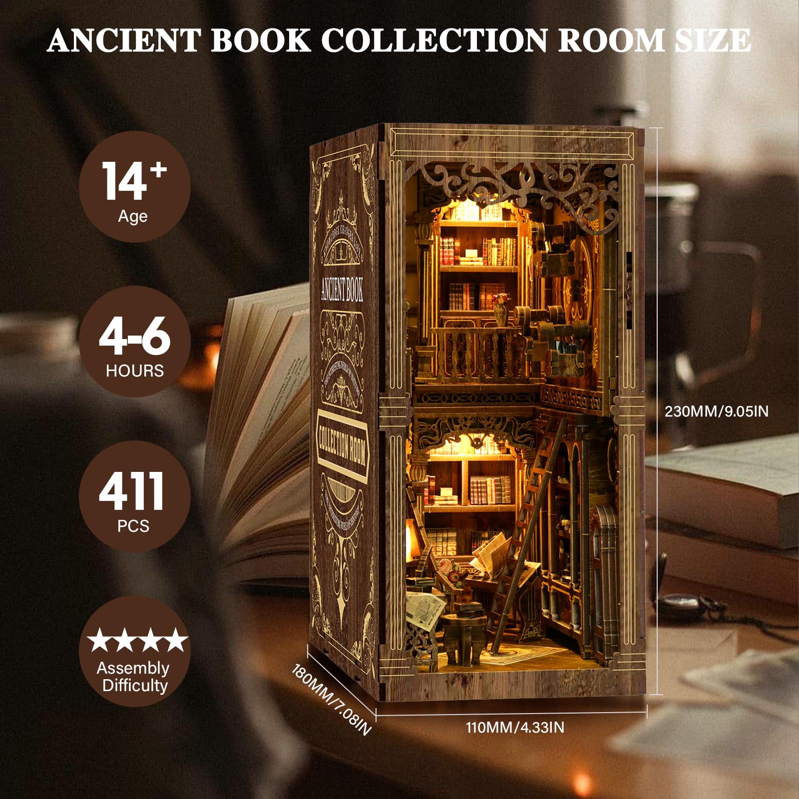 3DVASE LED light book nook glow highlights cozy reading ambiance.