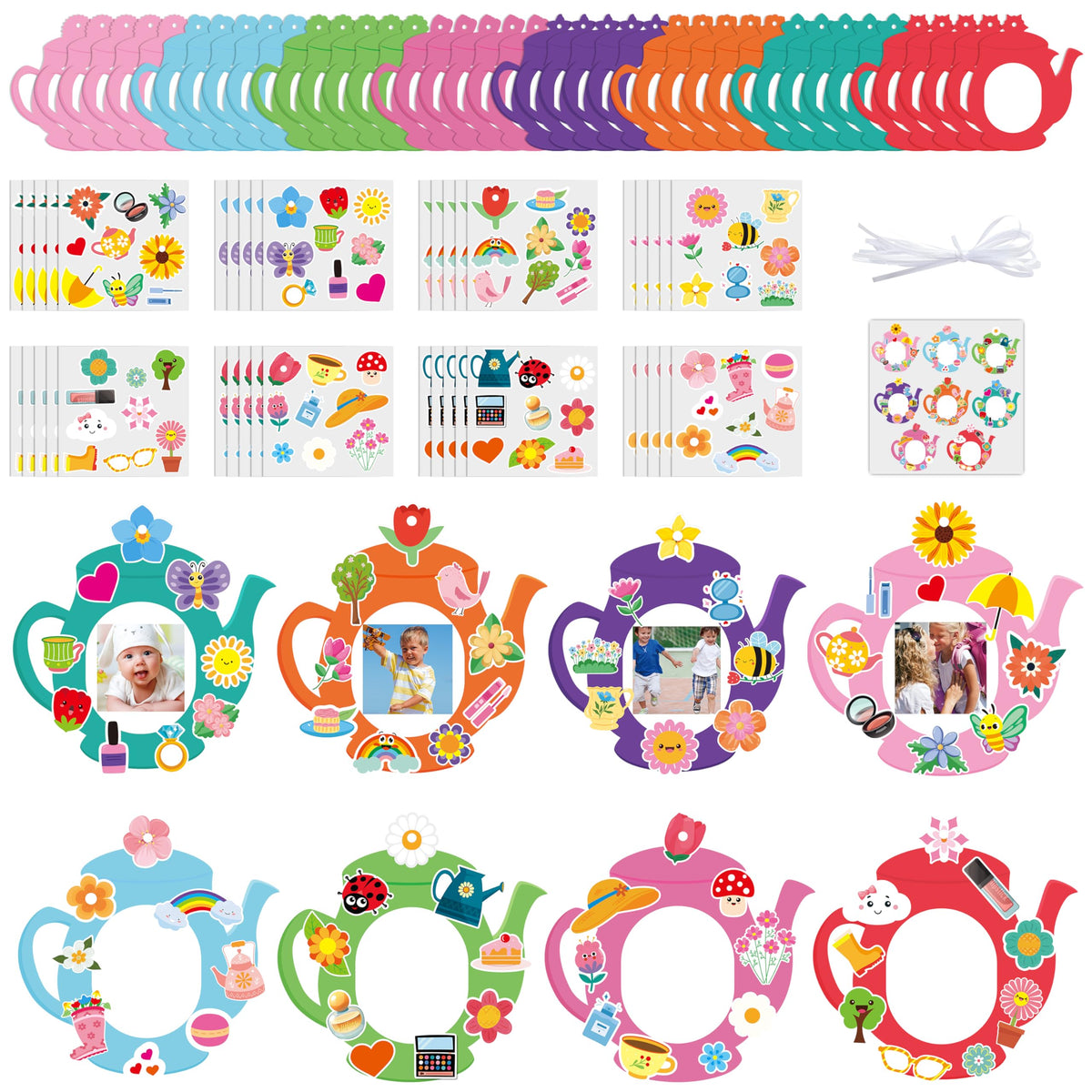 3sscha tea pot cards kit pack with colorful shapes for kids' creative crafts