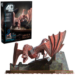 4D Build Caraxes dragon model on a stand for show-worthy shelf display