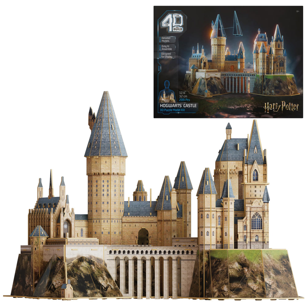 4D Build Hogwarts Castle front view, perfect for shelf display.