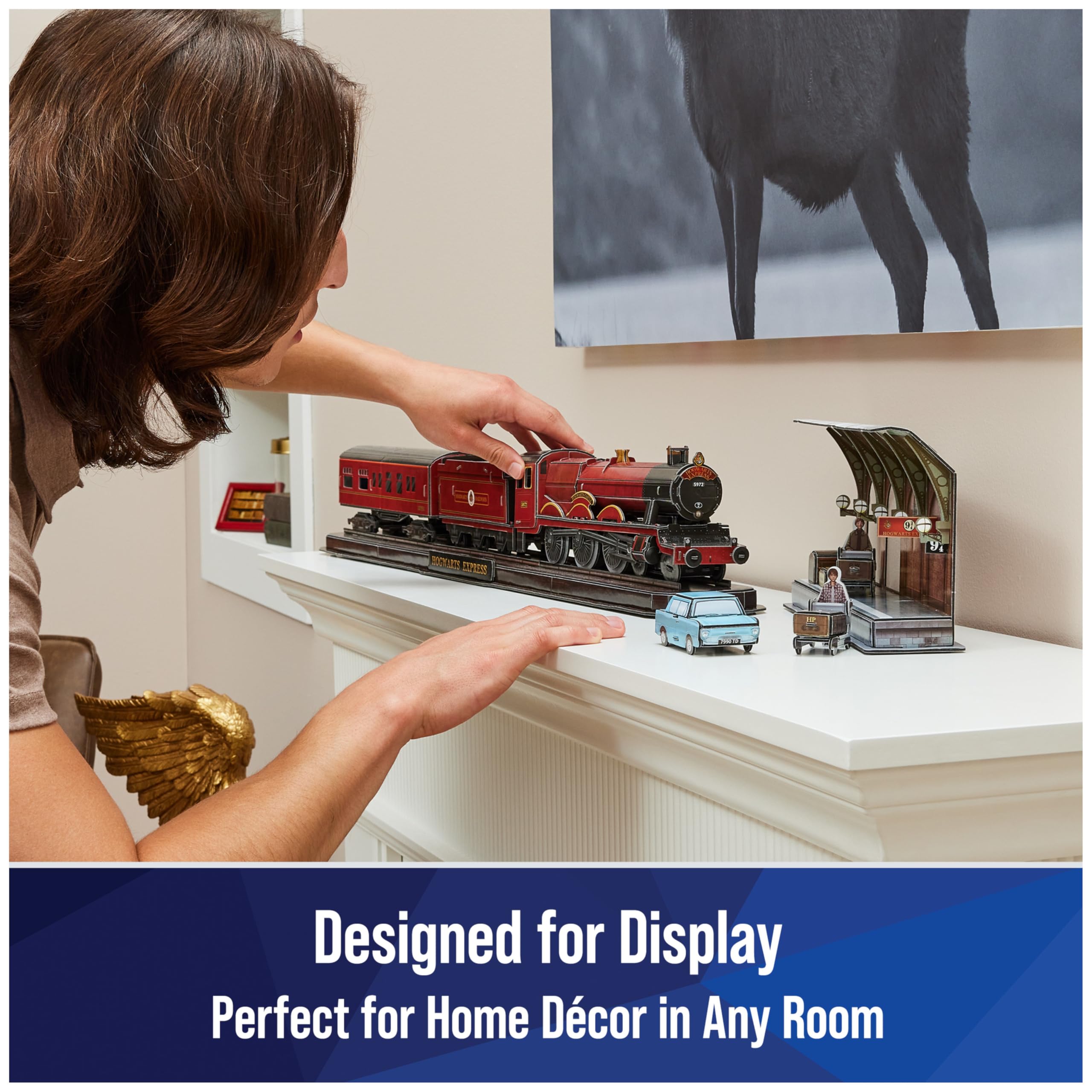 4D Build Hogwarts Express display-ready dimensions shown