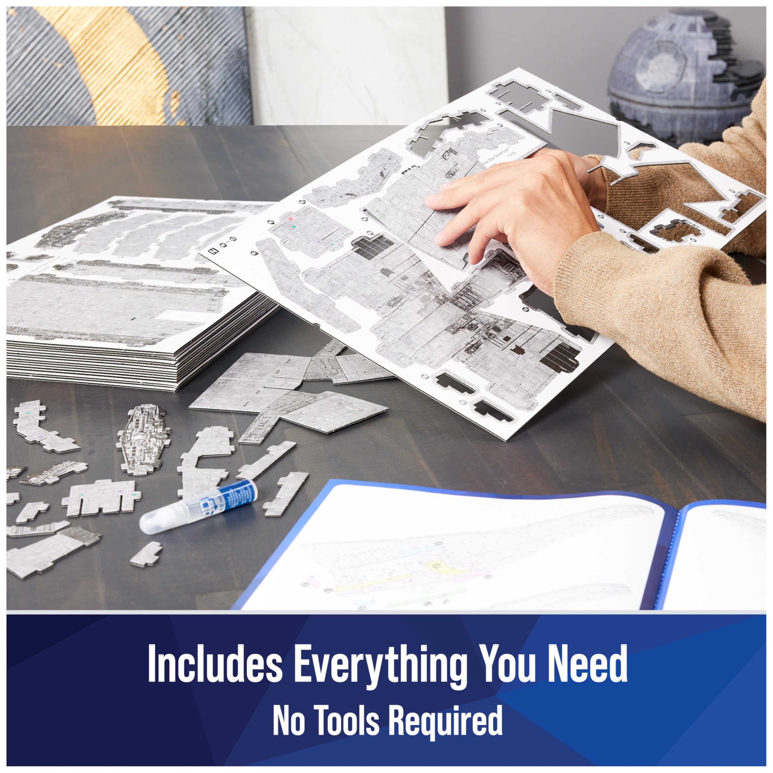 4D Build Imperial Star Destroyer detail-parts close-up shows precise punch-outs for easy assembly.