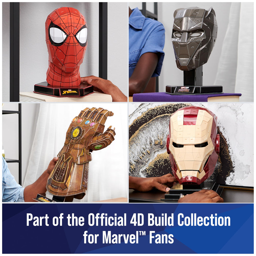 4D Build Infinity Gauntlet display-ready pose on a shelf