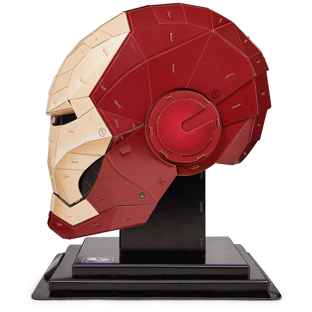 4D Build Iron Man helmet complete display piece for shelf use.