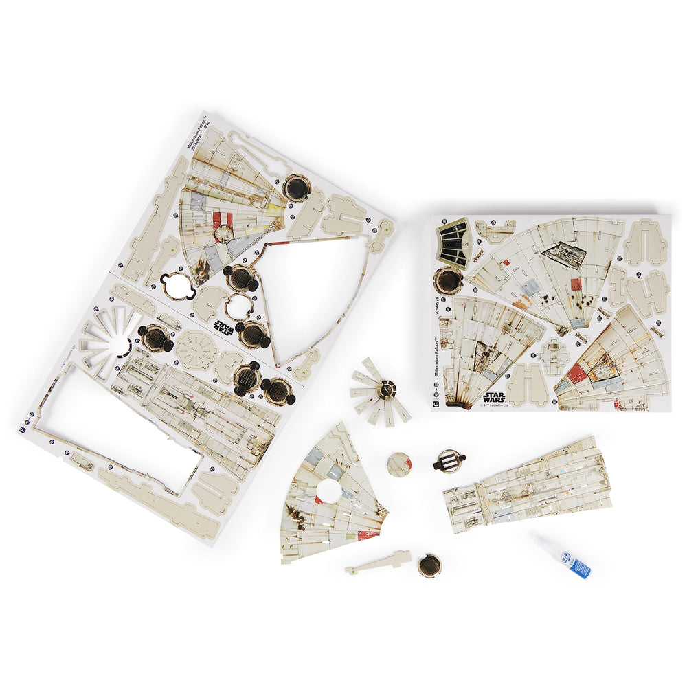 4D Build Millennium Falcon suited for ages 12 and up on desk or shelf.
