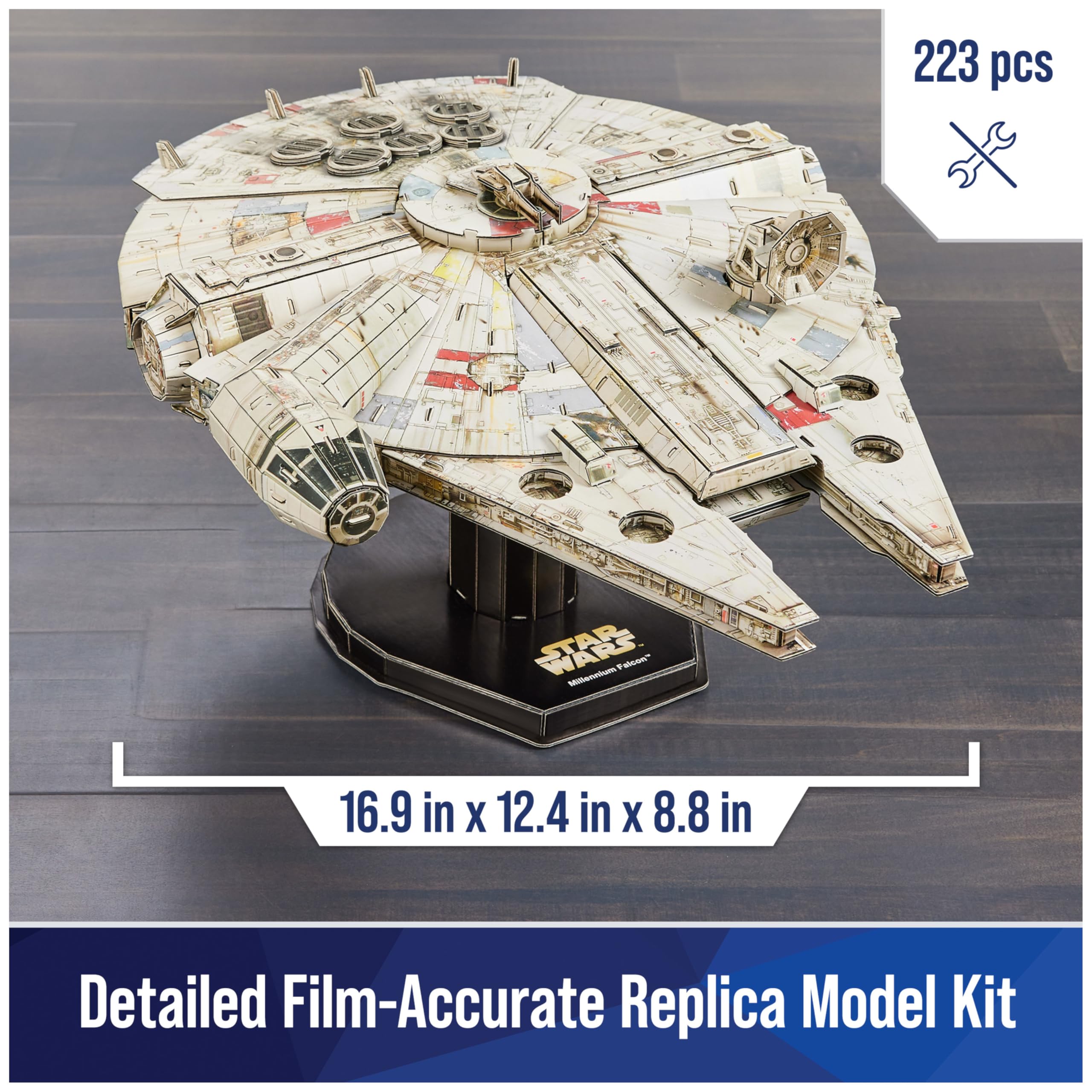 4D Build Millennium Falcon parts arranged for assembly and hands-on building.
