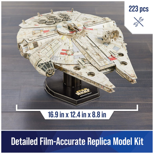 4D Build Millennium Falcon parts arranged for assembly and hands-on building.