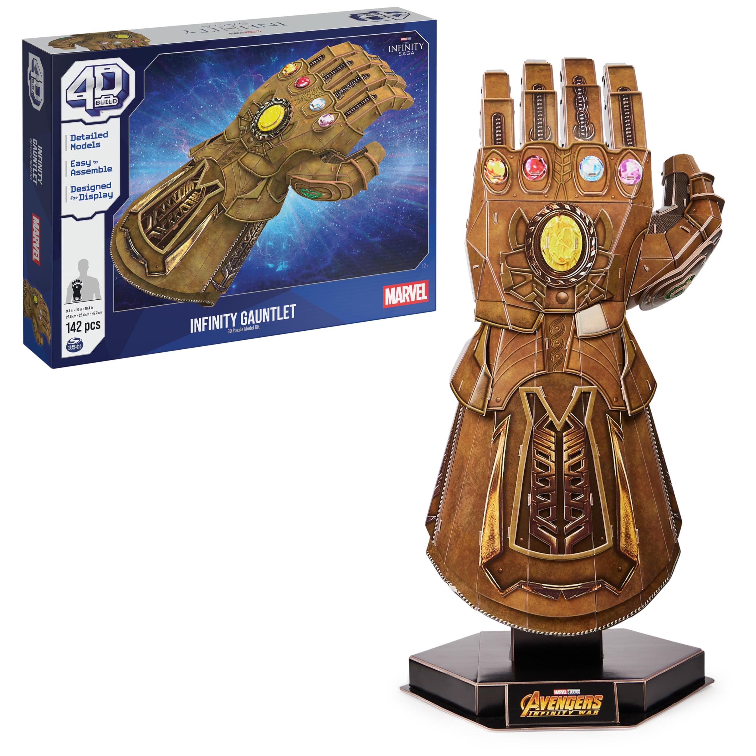 4D Build Thanos Infinity Gauntlet puzzle front view for display and collectability