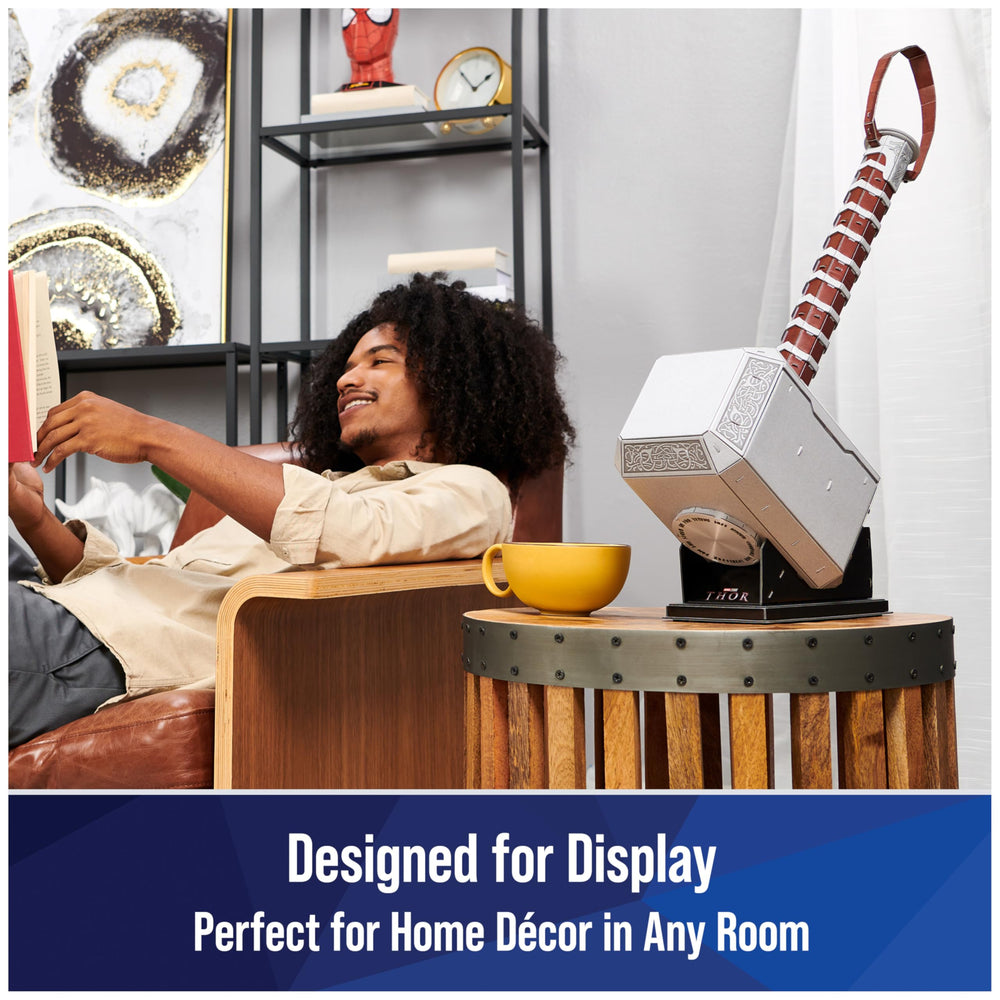 4D Build Thor Mjolnir hammer dimensions demonstrate its large shelf presence
