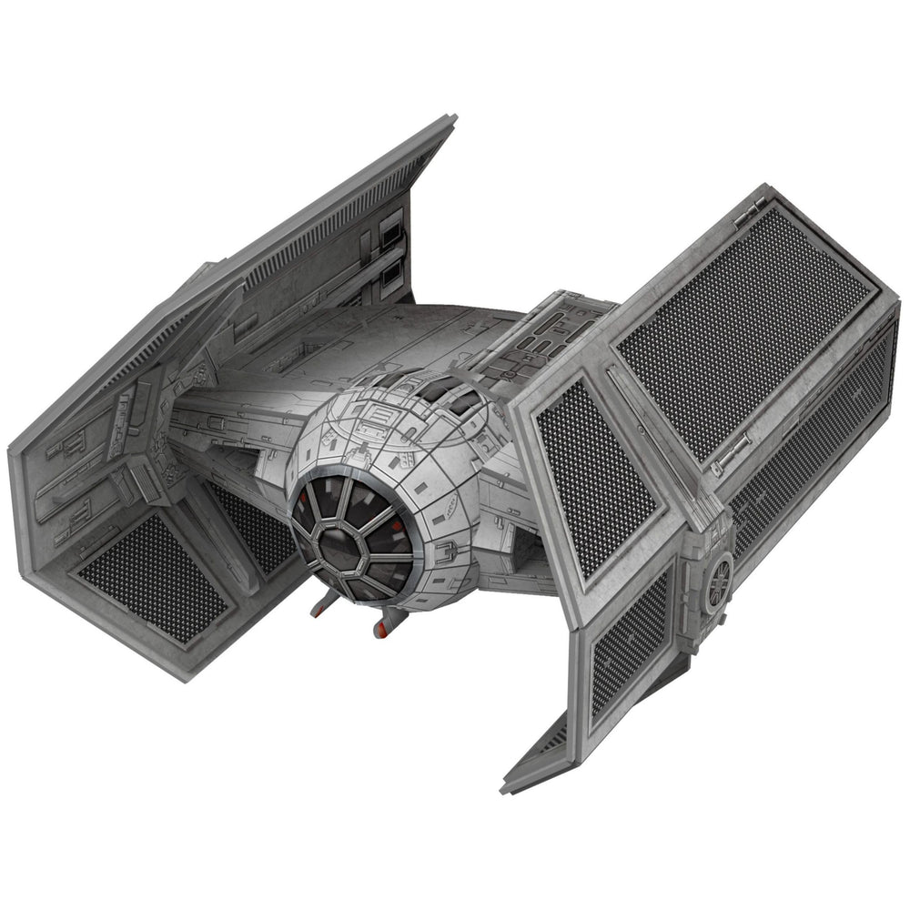 4D Build TIE Advanced X1 assembly stands keep the model steady for display.