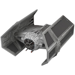 4D Build TIE Advanced X1 assembly stands keep the model steady for display.