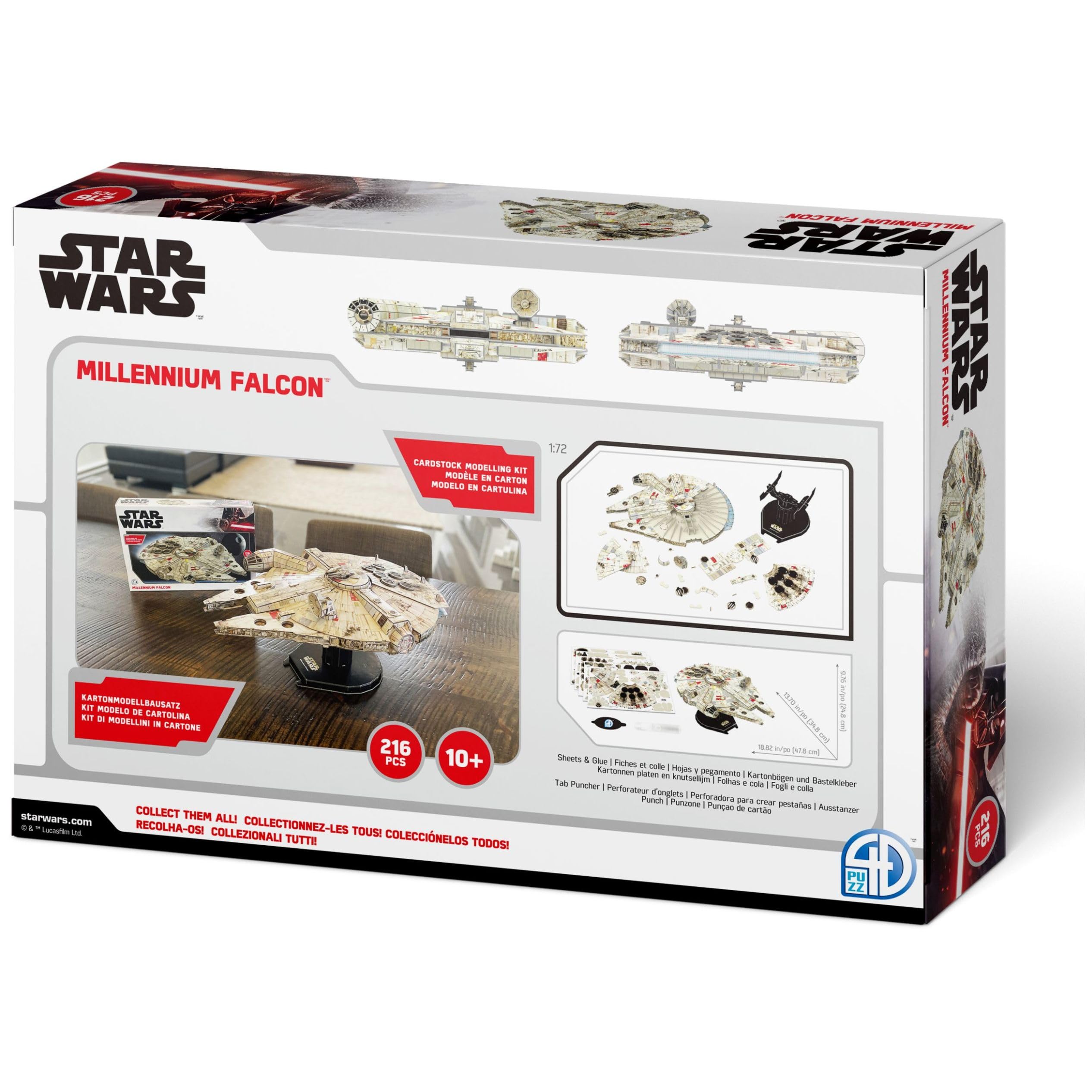 4D Cityscape Millennium Falcon assembled model ready for shelf display