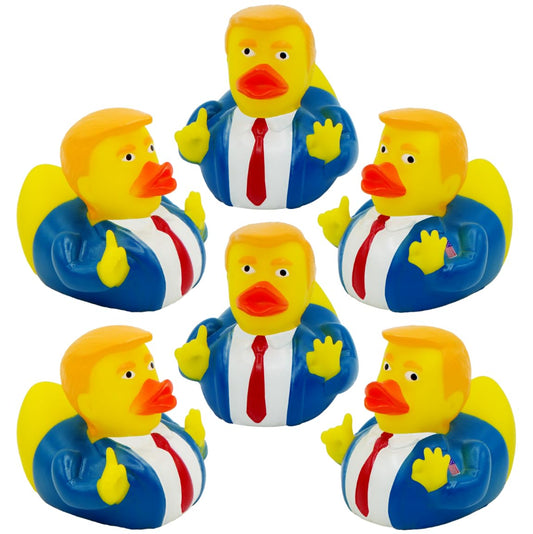 4E's Novelty 6 President Rubber Ducks Bulk compact 2.3 inch fun for desks and dashboards