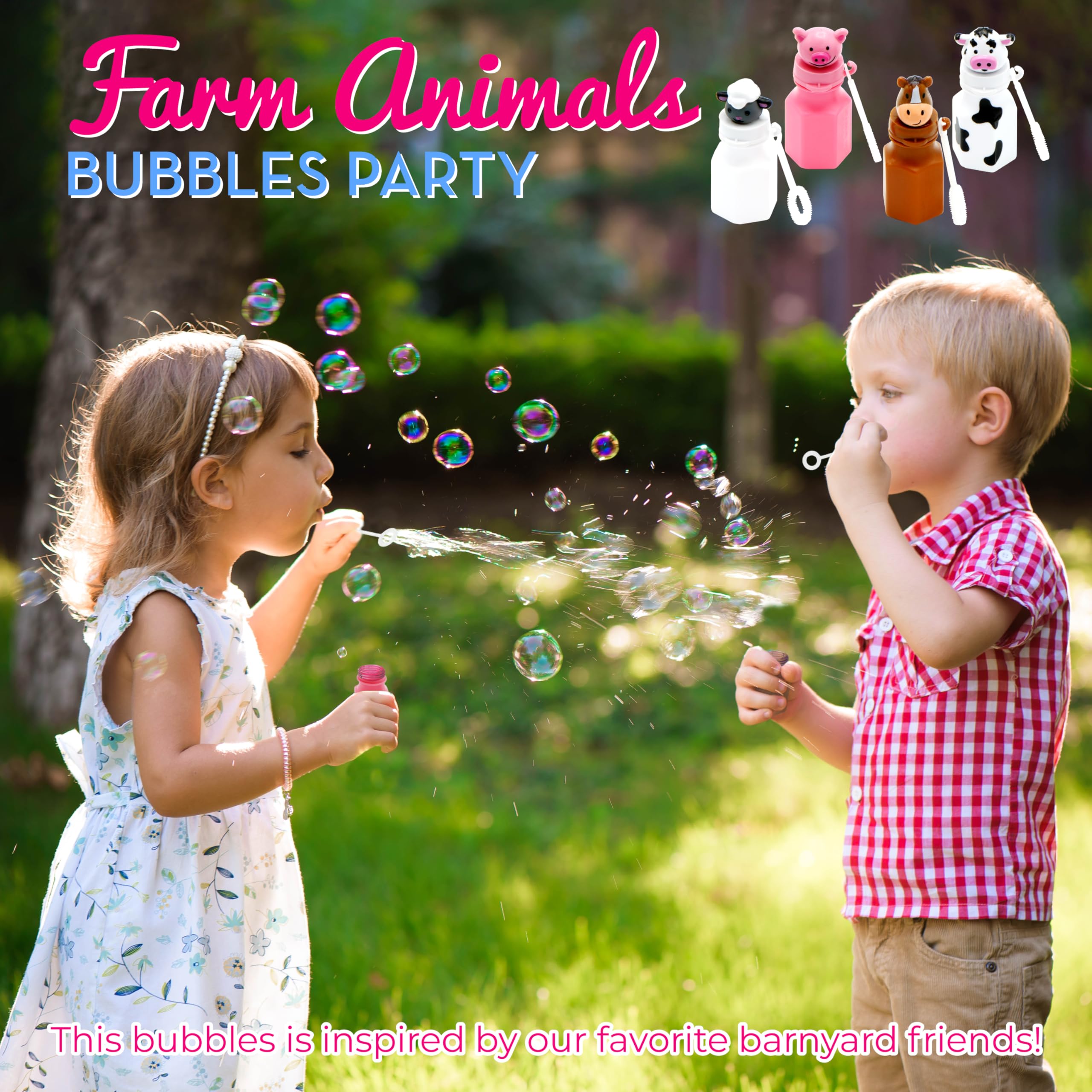 4E's Novelty barnyard pig wand bubbles support solo or group play.