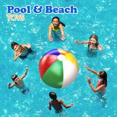 4E's Novelty 20in rainbow beach ball on the beach for sand play